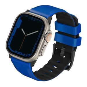 Pasek UNIQ Linus Apple Watch Series 1/2/3/4/5/6/7/8/9/SE/SE2/Ultra/Ultra 2 42/44/45/49mm Airosoft Silicone Niebieski