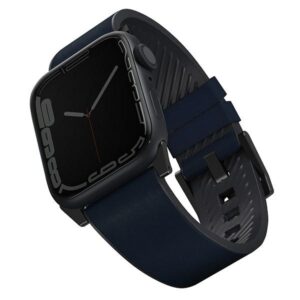 Pasek UNIQ Straden Apple Watch Series 1/2/3/4/5/6/7/8/9/10/SE/SE2/Ultra/Ultra 2 42/44/45/49mm. Leather Hybrid Strap Niebieski