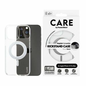 Etui CARE by PanzerGlass Kickstand Case z MagSafe do iPhone 15 Pro Max, Srebrne