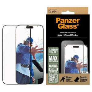 Szkło hartowane PanzerGlass Ultra-Wide Fit z aluminiową ramką do iPhone 16 Pro Max
