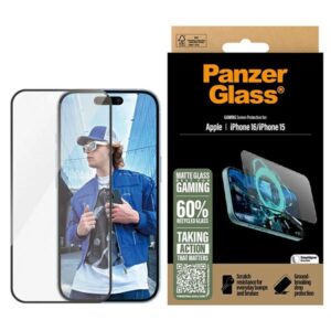 Szkło hartowane PanzerGlass Gaming Ultra-Wide Fit do iPhone 16 / 15