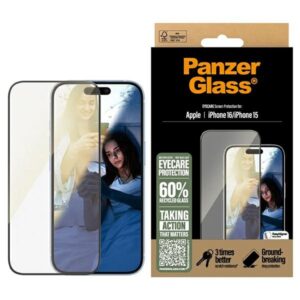 Szkło hartowane PanzerGlass EyeCare Ultra-Wide Fit do iPhone 16 / 15
