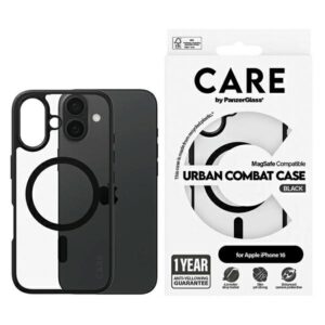 Etui CARE by PanzerGlass Flagship Urban Combat z MagSafe do iPhone 16, Czarne