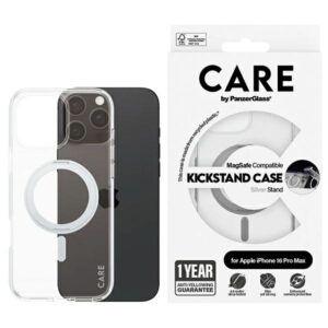 Etui CARE by PanzerGlass Feature Kickstand z MagSafe do iPhone 16 Pro Max, Srebrne