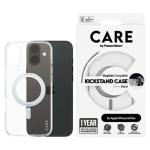 Etui CARE by PanzerGlass Feature Kickstand z MagSafe do iPhone 16 Plus, Srebrne
