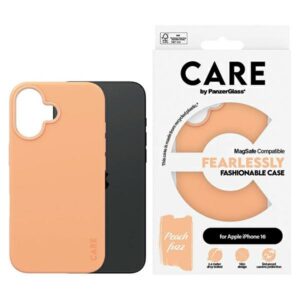 Etui CARE by PanzerGlass Fashion z MagSafe do iPhone 16, Brzoskwiniowe