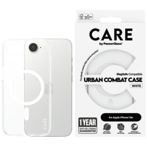 Etui CARE by PanzerGlass Flagship Urban Combat z MagSafe do iPhone 16e, Przezroczyste