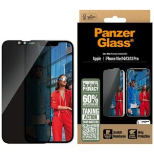 Szkło prywatyzujące PanzerGlass Ultra-Wide Fit do iPhone 16e / 14 / 13 / 13 Pro