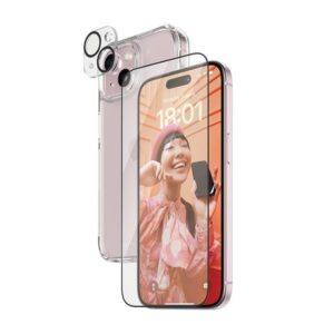 Zestaw 3w1 PanzerGlass do iPhone 15 Plus | Etui D3O, Szkło Ultra-Wide Fit, Ochrona na Obiektyw