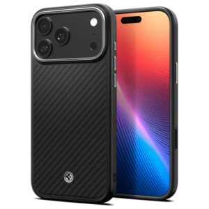 Etui Spigen Enzo Aramid "T" z MagSafe do iPhone 17 Pro Max, Czarno-Srebrny