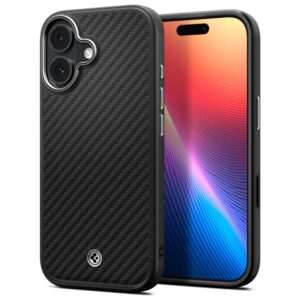 Etui Spigen Enzo Aramid "T" z MagSafe do iPhone 17, Czarno-Srebrny