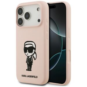 Etui Karl Lagerfeld Silicone Karl Sketch & Logo z MagSafe do iPhone 17 Pro, Różowe