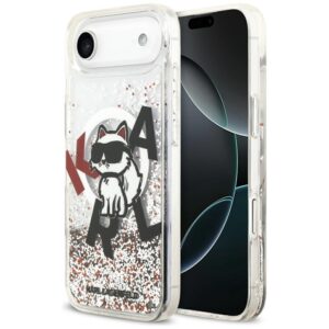 Etui Karl Lagerfeld Liquid Glitter Choupette Logo z MagSafe do iPhone Air, Przezroczyste
