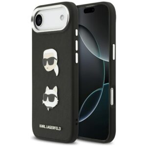 Etui Karl Lagerfeld FW Grained Karl & Choupette Heads Pins & Logo do iPhone Air, Czarne