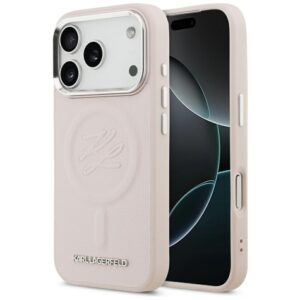 Etui Karl Lagerfeld Initial & Metal Logo z MagSafe do iPhone 17 Pro, Różowe