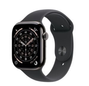 Apple Watch Series 11 GPS + Cellular 42 mm, Tytan Łupek, Pasek Sportowy Czarny (Rozmiar M/L)