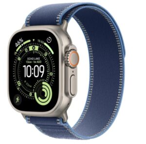 Apple Watch Ultra 3 GPS + Cellular 49 mm, Tytan Naturalny, Opaska Trail Niebiesko-Jaskrawoniebieska (Rozmiar M/L)