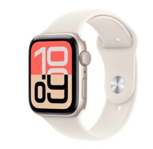 Apple Watch SE 3 GPS 44 mm, Aluminium Księżycowa Poświata, Pasek Sportowy Księżycowa Poświata (Rozmiar M/L)