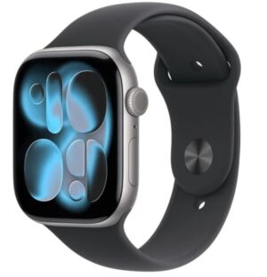 Apple Watch Series 11 GPS 46 mm, Aluminium Gwiezdna Szarość, Pasek Sportowy Czarny (Rozmiar S/M)