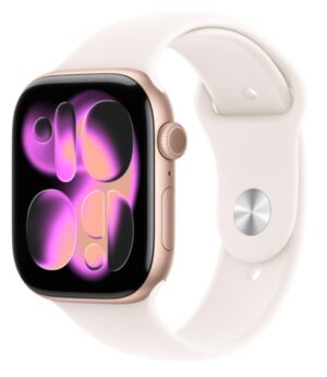 Apple Watch Series 11 GPS 46 mm, Aluminium Różowe Złoto, Pasek Sportowy Łagodny Róż (Rozmiar M/L)